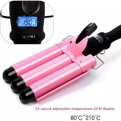 Ceramic Hair Curler Iron Hairdressing Curling LCD Devices And Tools Treatments Professional Triple Barrel Wand Egg Roll Sticks