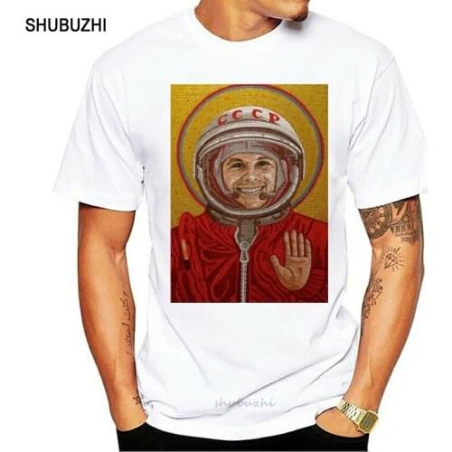 Shubuzhi New 100% Cotton Top Quality Brand shubuzhi New T Shirt Man Cotton NEW JURIJ GAGARIN MAN WAS THE WORLD MEN SHIRT