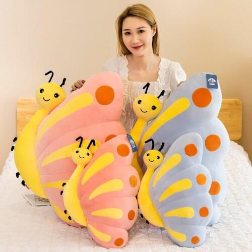 Cute plush beautiful butterfly lifelike color doll soft pillow decoration on bed good quality Cushion christmase birthday gift