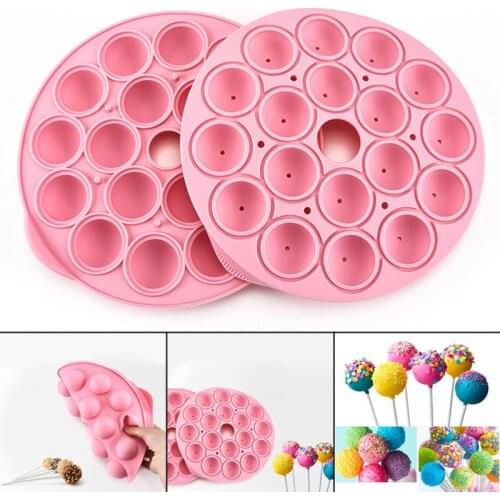 Cute 18 Holes Silicone Ball Shaped Lollypop Sticks Baking Tray for Baking Hard Candy Chocolate FBE3