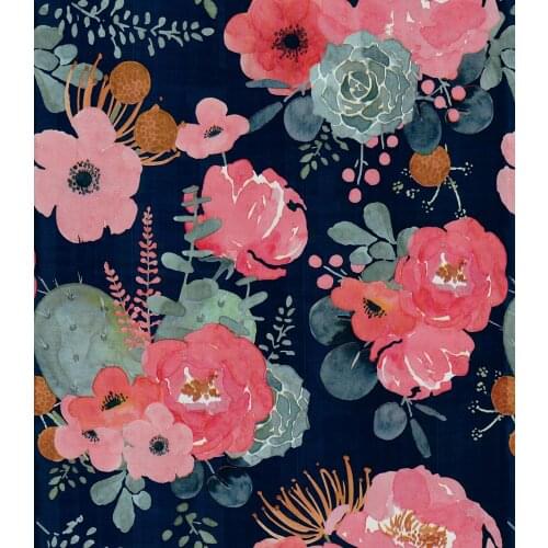 Flower Peel And Stick Modern Floral Wallpaper Pink/Green/Navy Blue/Orange Vinyl Self Adhesive Contact Paper Bedroom Decorative