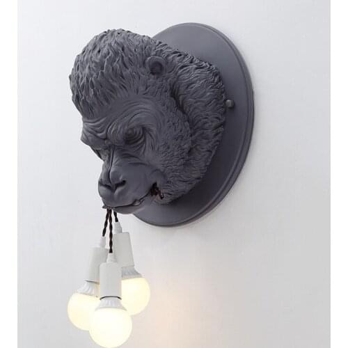 Modern Wall Lamp Fixture Grey/White Resin Ape Restaurant Bar Villa Hotel Home Wall Sconce Light WA026