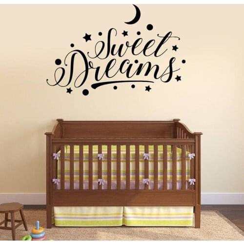 Sweet Dreams Vinyl Wall Decal Classic Quoto Bedroom Nursery Lettering Stars Moon Art Wall Sticker for Kids Rooms Home Decor G217
