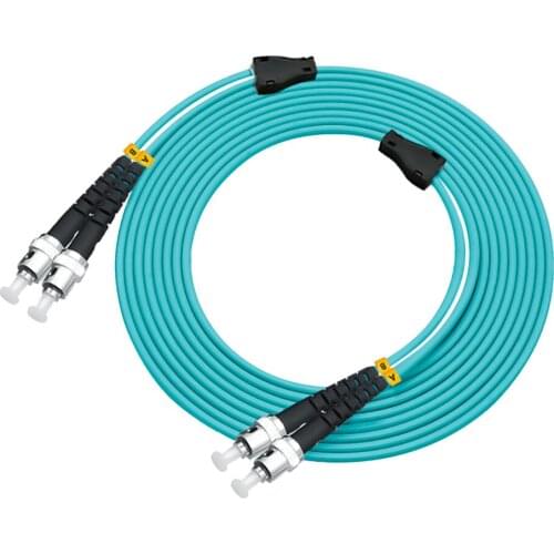 Indoor Armored 5 Meters ST-ST Duplex 10 Gigabit 50/125 Multi-mode Fiber Optical Cable OM3 Aqua 10GB ST to ST Patch Cord Jumper