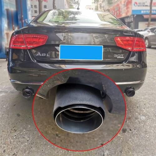 High Grade Carbon Fiber+Stainless Steel Tail Exhaust Pipe Straight Muffler Edge End Tips Fit For Audi A8