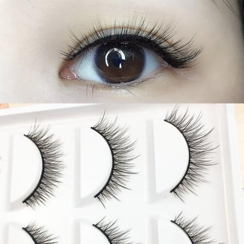 YOKPN New 5 Pairs Eyelashes 3D Multilayer Natural Fake Eyelashes Full Handmade Cross-tail Long Eyelashes Makeup Tools