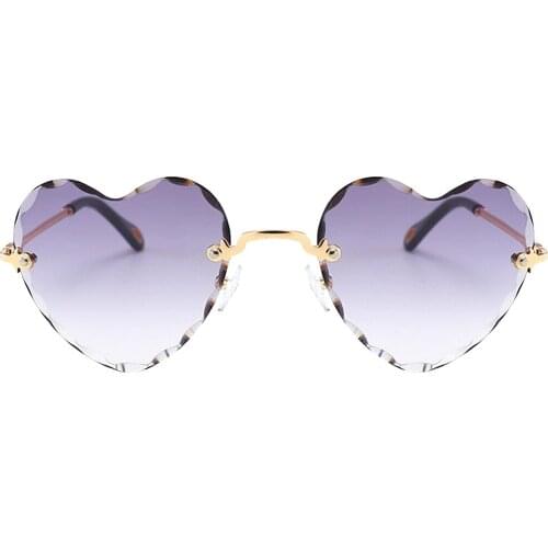 Womens Heart Frame Rimless Sunglasses Party Tinted Lens Eyewear UV 400