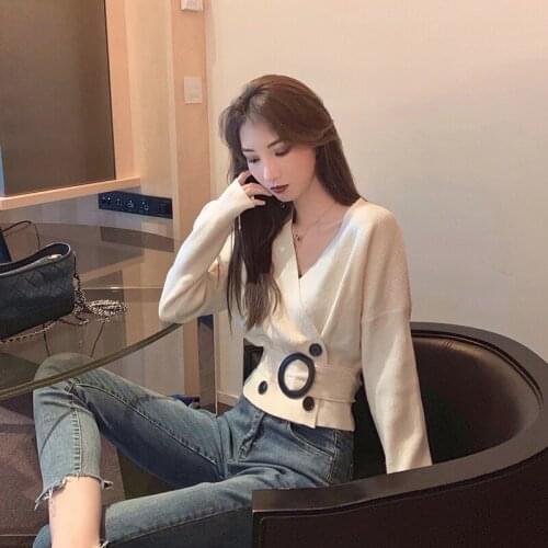 Sweater Women Winter 2020 Autumn Fashion Button V Neck Solid Knitted Pullover Women Slim Soft Jumper Sweater Ribbed Top AA5273