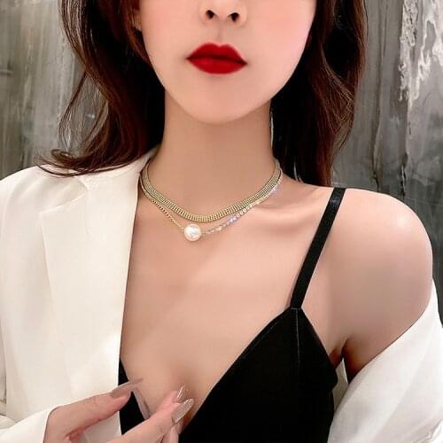 2021 Fashion Elegant White Imitation Pearl Choker Necklace Big Round Pearl Wedding Necklace for Women Charm Fashion Jewelry