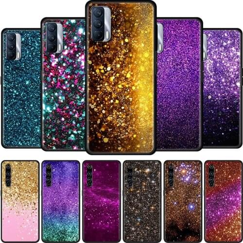 Gold Pink Glitter Print Cell Phone Case for Realme 6 7 8 C3 C21 XT 5 X7 X50 Pro 5G C11 7i C15 C20 C20A C21Y GT Master Cover