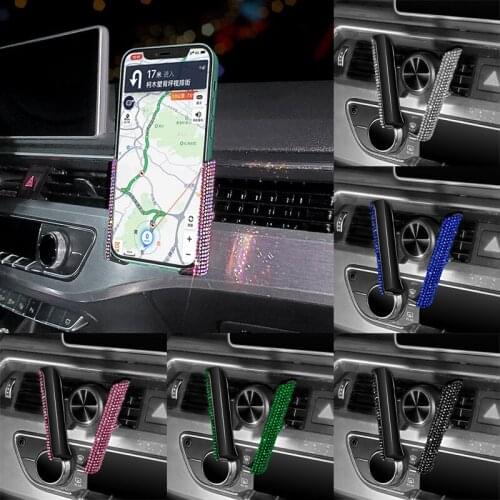 1pc ABS Car Phone Holder Universal Vehicle Navigation Frame Auto Air Outlet Support Buckle Multi-function Rhinestone Phone Stand