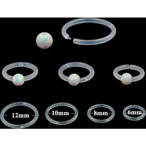 1PCS Opal 17 Bioplast Flexible Septum Clicker Ring Nose Ring Ear Tragus Cartilage Earring Ear Rook Daith Body Piercing Jewelry