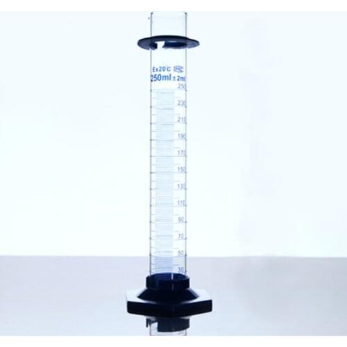 2 pieces/pack 250mL Hexagonal Glass Mmeasuring cylinder Borosilicate Chemistry Glass Graduated Cylinder
