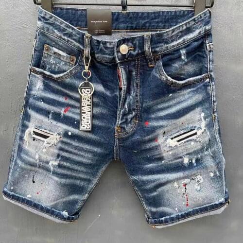 2021 Mens DSQ Hip Hop Distressed Inkjet Hole High Street Jeans 2040