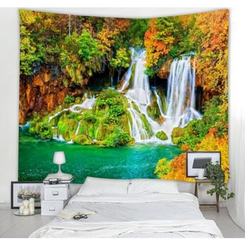 3D Natural Scenery Waterfall Decoration Wall Tapestry Art Deco Blanket Curtain Hanging at Home Bedroom Living Room