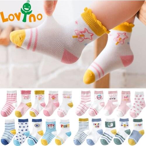 5Pairs/lot 0-6Y Breathable Baby Socks Summer Cotton Colorful Kids Cute Socks Baby Girls Newborn Boys Toddler Thin Soft Socks