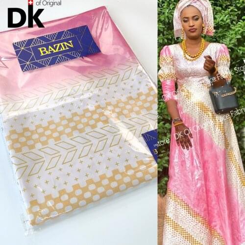 5 Yards 2021 New Design Afrian Lace Fabric Guinea Senegal Basin Riche Printing Sewing Nigerian Bazin Riche Original Material