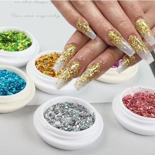 6 Pcs Holographic Nail Art Sequins 3D Irregular Chunky Glitter Flakes Paillette Nails Decorations Shiny French Manicure Supplies