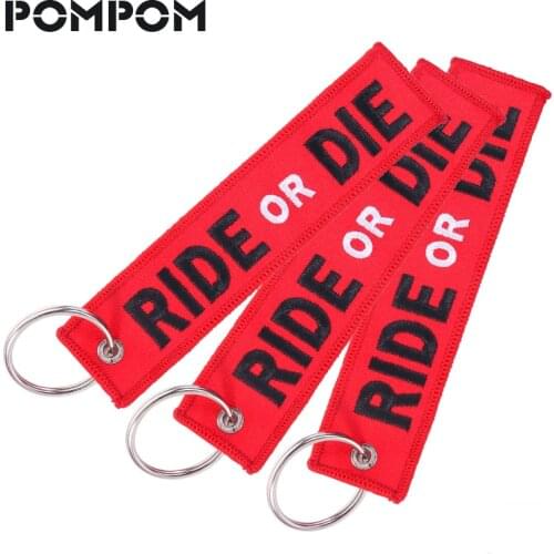 3 PCS/LOT RIDE OR DIE Keychain for Cars Fashion Keyring Key Chain for Motorcycle Key Ring Embroidery Key Tag Jewelry llavero