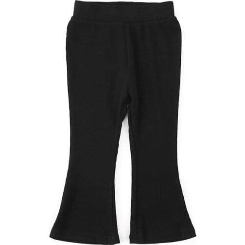Girls pants ribbed trouser black and grey long pants kids clothes causual bell-bottom trousers children summer and spring pants