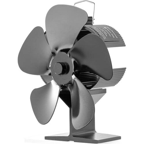 Black Fireplace 5 Blades Heat Powered Stove Fan Log Wood Burner Eco-fan Quiet Home Fireplace Fan Efficient Heat Distribution