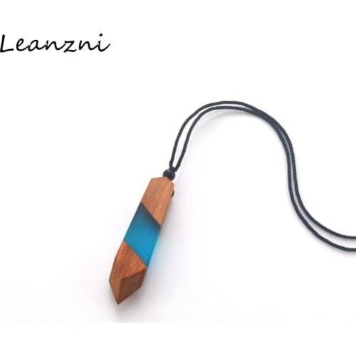 Leanzni Handmade wood resin necklace pendant, special-shaped handicrafts, mens jewelry, braided rope, gift