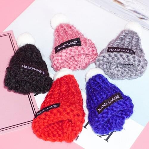 Mini Cute Mini Knitted Hairball Hat Brooch Sweater Pins Badge Collar Clothes Accessories Creative Hats Pin Brooches Women