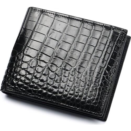 New Classical Designer Exotic Genuine Crocodile Skin Alligator Leather Mens Black Card Holder Wallet Male Large Clutch Purse