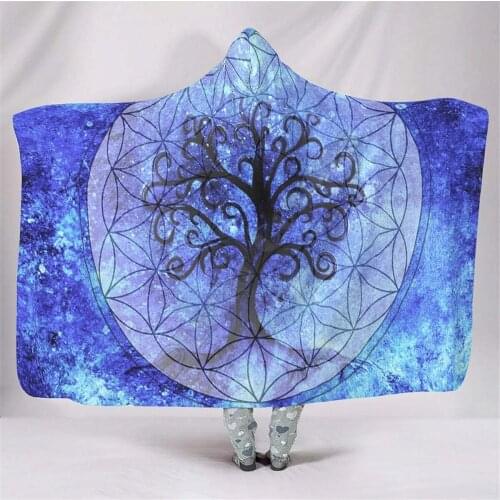Tree for Life Hooded Blanket Adult colorful child Sherpa Fleece Wearable Blanket Microfiber Bedding Drop Shipping 02