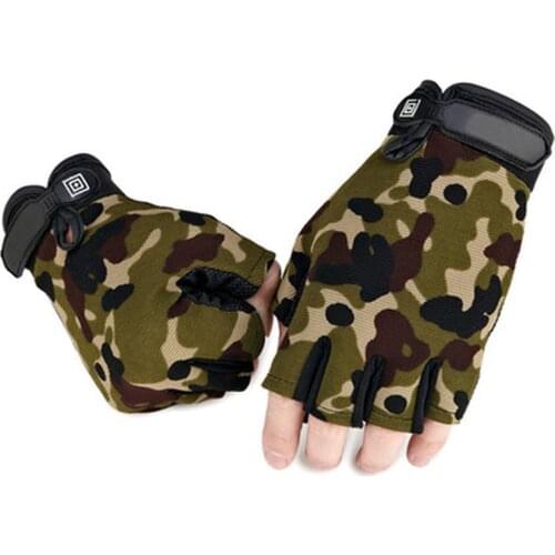 Men Camouflage Tactical Gloves Outdoor Sport Cycling Half Finger Anti-Slip Shock-Absorbing Fitness Fingerless Mittens Warmer