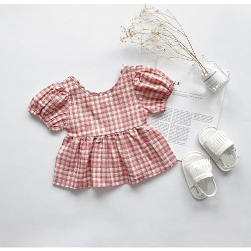New Infant Summer Baby Girl Dress Cotton Princess Plaid Kids Party Holiday Princess Dress Children Cute Costume