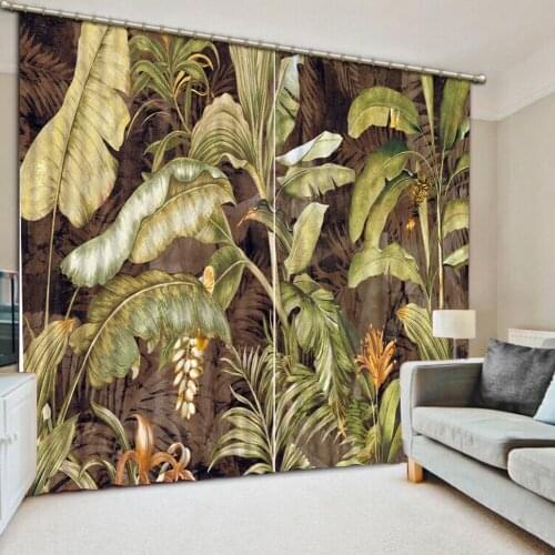 Custom curtains Depicting oil painting leaves Blackout 3D Curtains set Bed room Living room Office Hotel Home Wall Decorative