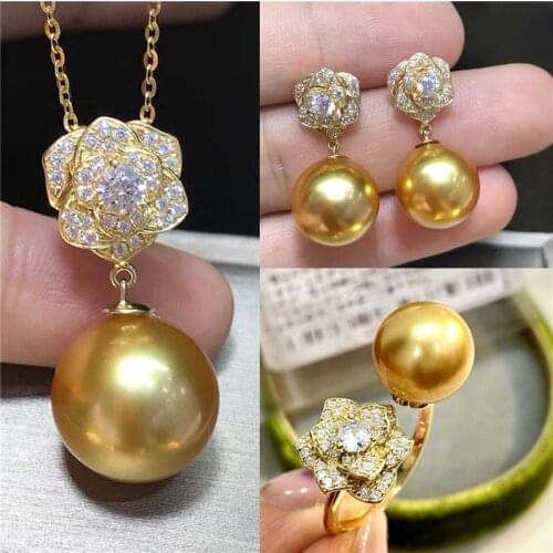 Flower Pendant Earrings Ring Set Mountings Findings Settings Jewelry Set Parts Fittings Charm Accessories NO PEARLS MOUNT