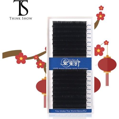 THINKSHOW All Size 16 Line/Tary B/C/D Curl Individual Eyelash Extensions 100% Handmade Natural Silk Mink 3D Russian Eye Lashes