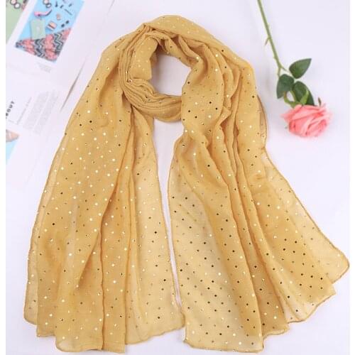Luxury glitter cotton scarves Gold Dot shimmer scarf hijab women muslim headscarf shawl arab turban 180*80cm