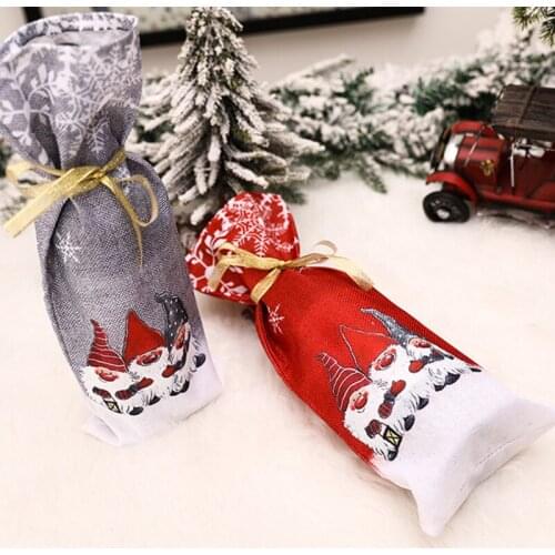 Santa Claus Christmas Wine Bottle Cover Merry Christmas Decor For Home Xmas Ornaments Gifts Navidad 2021 New Year