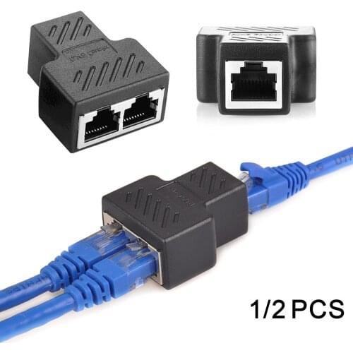 1 To 2 Ways RJ45 Ethernet LAN Network Splitter Double Adapter Ports Coupler Connector Extender Adapter Plug Connector Adapter