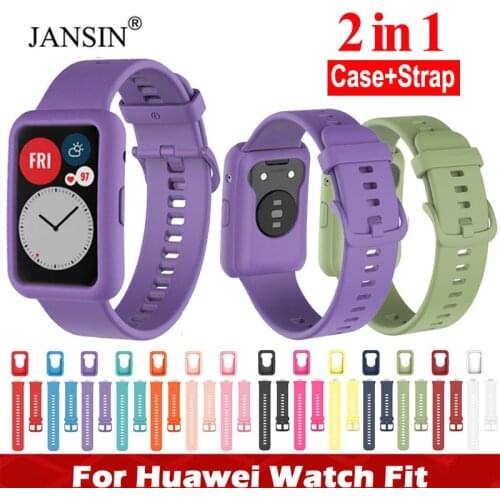 Silicone Band+Case For Huawei Watch Fit Smart Wristband Bracelet Strap For Huawei watch Fit Strap Bands Correa Protector Cover