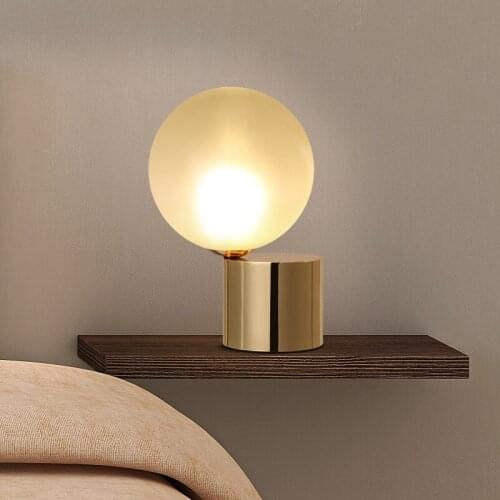 Modern Metal Table Lamp Loft Decor Bedside Lamp LED Dining Room Bedroom Copper Table Light with E27 Lamp holder Brass Color