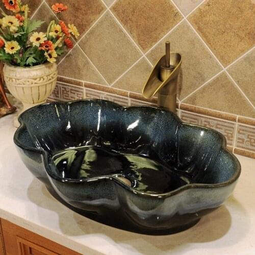 Counter top Europe Vintage Style Ceramic Art Basin Sinks Counter Top ceramic wash basin bathroom sinks