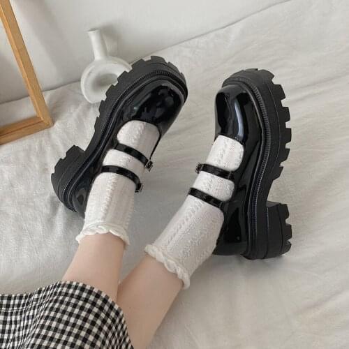 Student Shoes College Girl Student lolita Shoes JK Uniform Shoes Harajuku PU Leather Ankle-strap Mary Jane Shoes platform