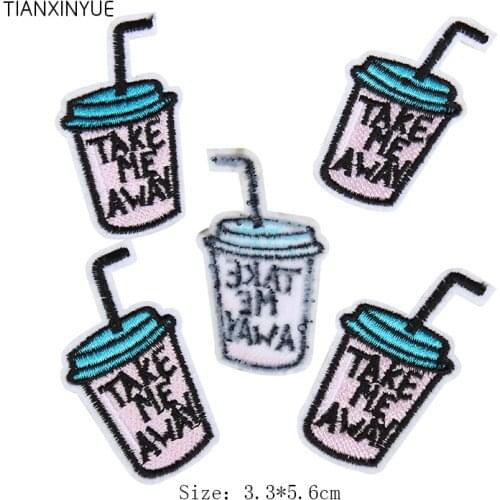 TIANXINYUE Brand Patches 20pcs/lot summer drink patch iron on patch Motif sew on iron on Applique DIY cloth accessory