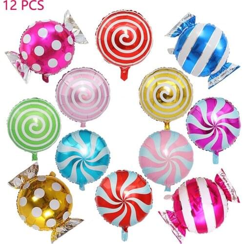 12pcs/lot Lollipop Candy Foil Balloons Colorful Windmill Helium Balloon Wedding Birthday Party Decoration Kids Toy Baby Shower