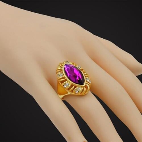 Filled Large Size Retro Crown Big Rings For Women Men Jewelry Pink Austrian Crystal Ring Brand Luxury Jewelry Wholesale