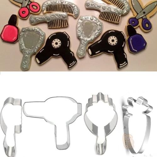 1pcs patisserie reposteria Mirror Comb Nail Polish Cookie Cutters Fondant Cake Decor Tools Cupcake Toppers Biscuit Paste Mould