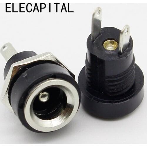 10Pcs 3A 12v for DC Power Supply Jack Socket Female Panel Mount Connector 5.5mm 2.1mm Plug Adapter 2 Terminal types 5.5*2.1
