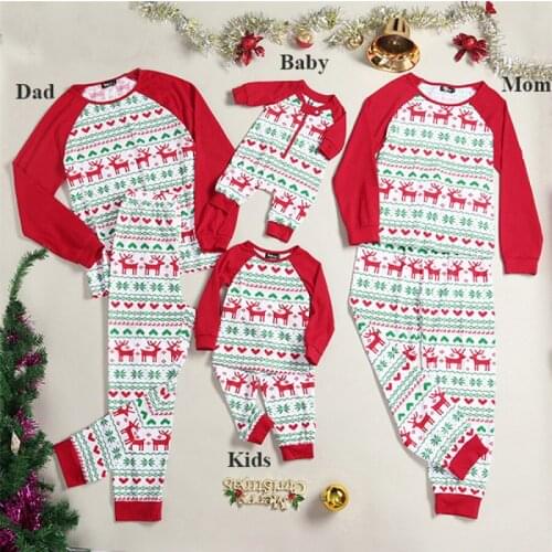 2019 Christmas Family matching clothes Deer Printed Mom dad Kids matching outfits family christmas pajamas Mommy and me clothes