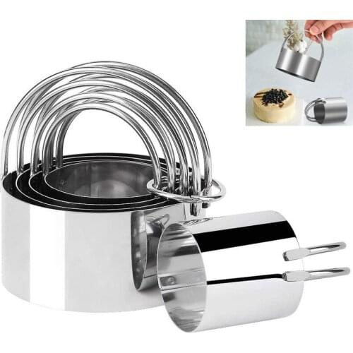5 Pieces Stainless Steel Cookies Cutter Set Circle Biscuit Pastry Cutters Mousse Ring Baking Cake Mold Kitchen Dough Tools