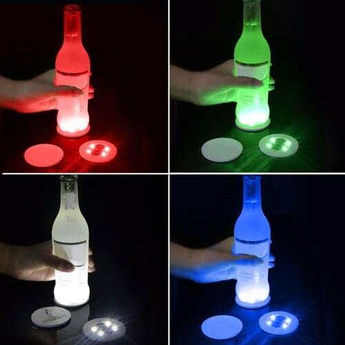 5pcs Mini Glow Coaster LED Bottle Light Stickers Festival Nightclub Bar Party Vase Decor LED Glorifier Drink Cup Mat 3 Modes