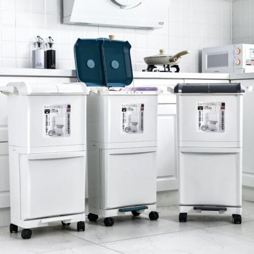 Large Bedroom Trash Bin For Recycling Bins Rectangle Modern Trash Can Standing Poubelle De Cuisine Garbage Sorting BD50WT